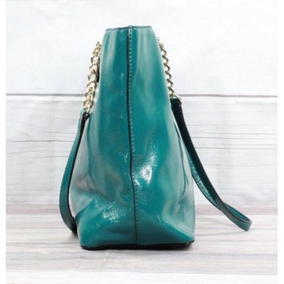 Michael Kors Jade Green Leather Shoulder Tote Handbag - Picture 4 of 10